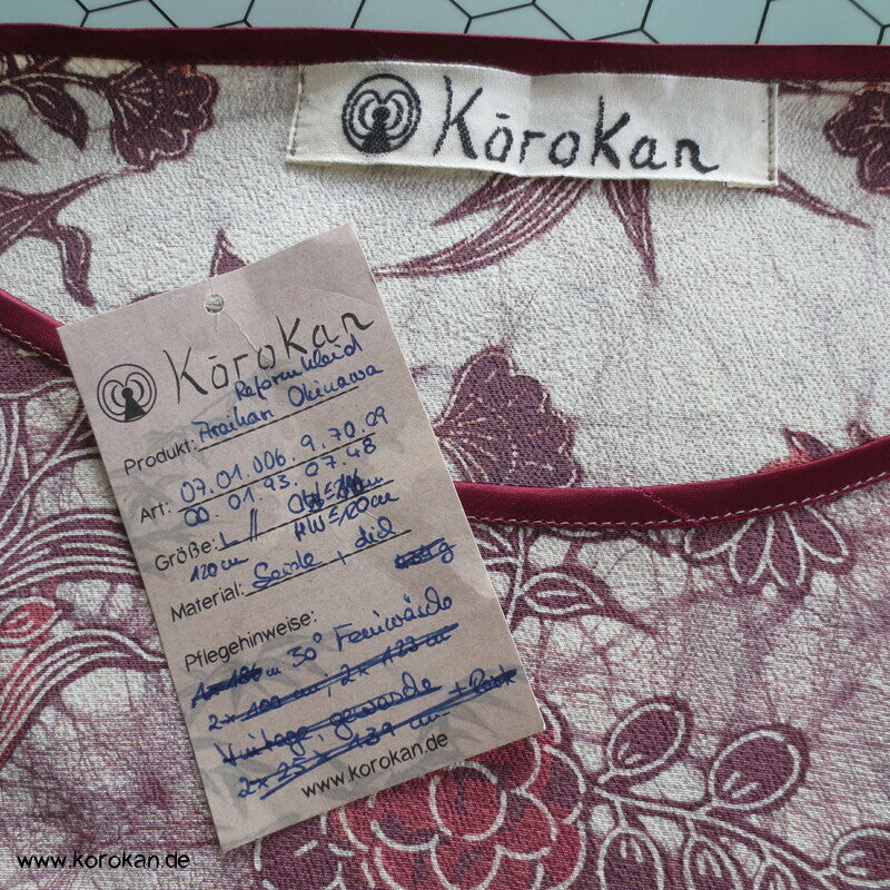 Japan Kimono Seiden Upcycling Reformkleid, Okinawa Batikmuster, Gr. L, Unikat