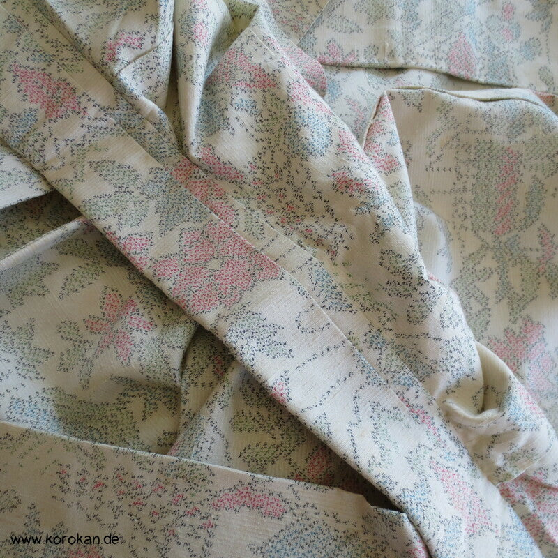 heller Blumen Kasuri Tsumugi Hitoe Kimono