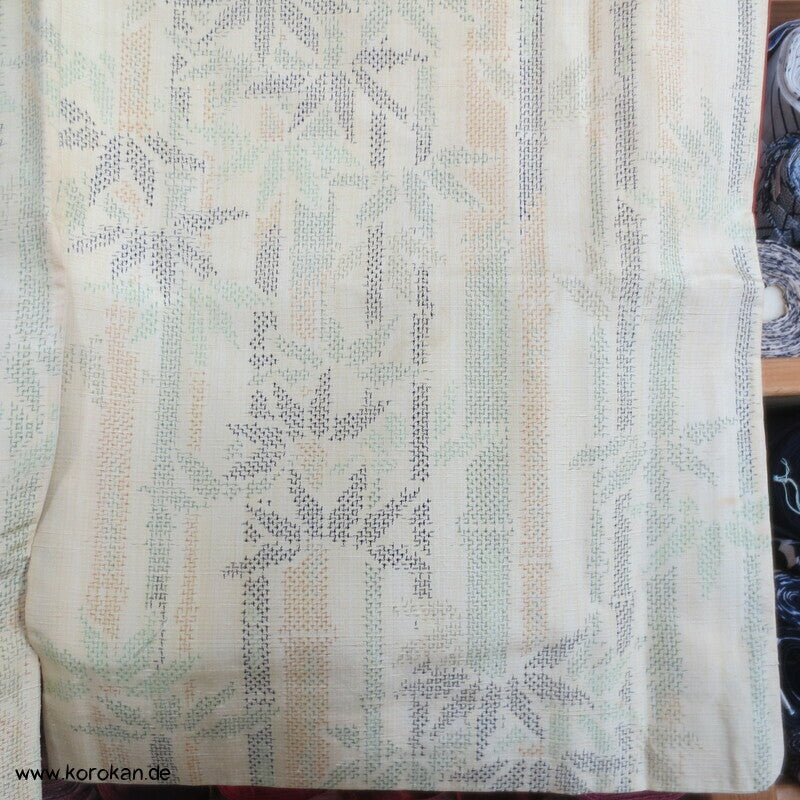 Japan Bambus Kasuri Tsumugi Seiden Kimono