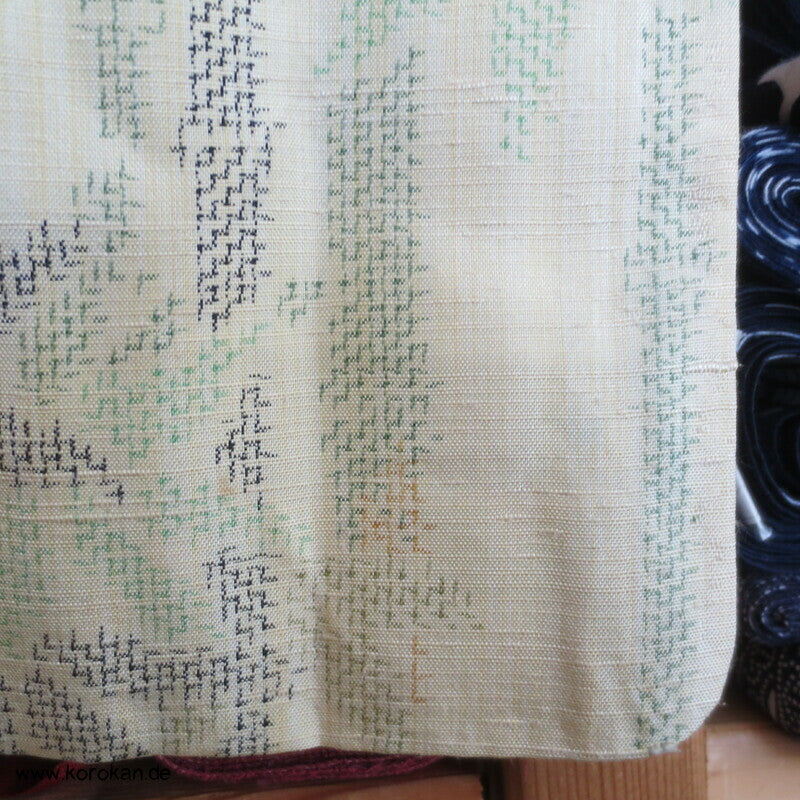Japan Bambus Kasuri Tsumugi Seiden Kimono
