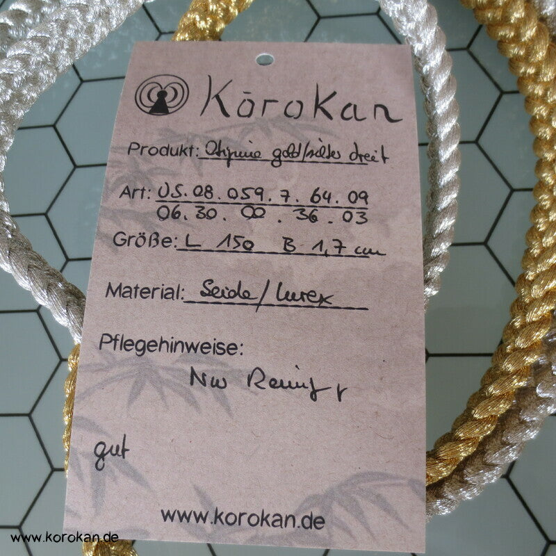 gold - silber, breit Obijime, Seide / Lurex