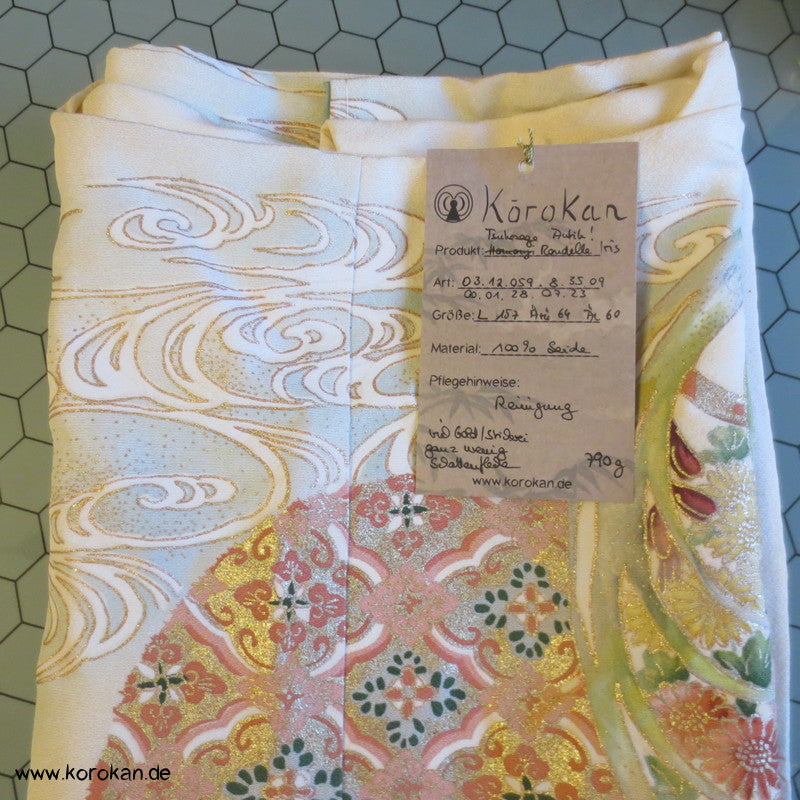 Iris, Golddruck Rondellen Homongi Seiden Kimono