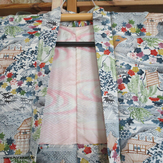 Haori Kimono Jacke Landschafts Bingata Seidencrepe