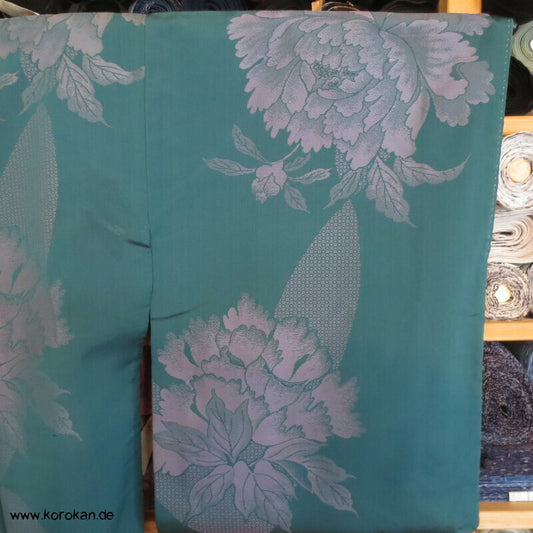 flieder Päonien auf türkis Komon Jacquard Kimono