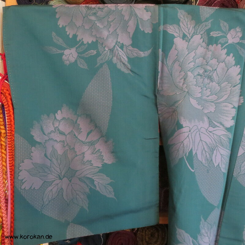 flieder Päonien auf türkis Komon Jacquard Kimono