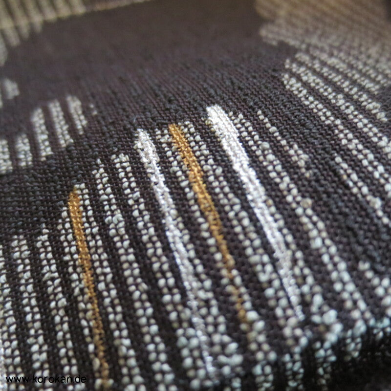 Tsunami Wellen und Vögel in schwarzbraunem Sha Organza Hitoe Kimono