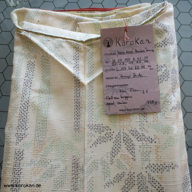Japan Bambus Kasuri Tsumugi Seiden Kimono