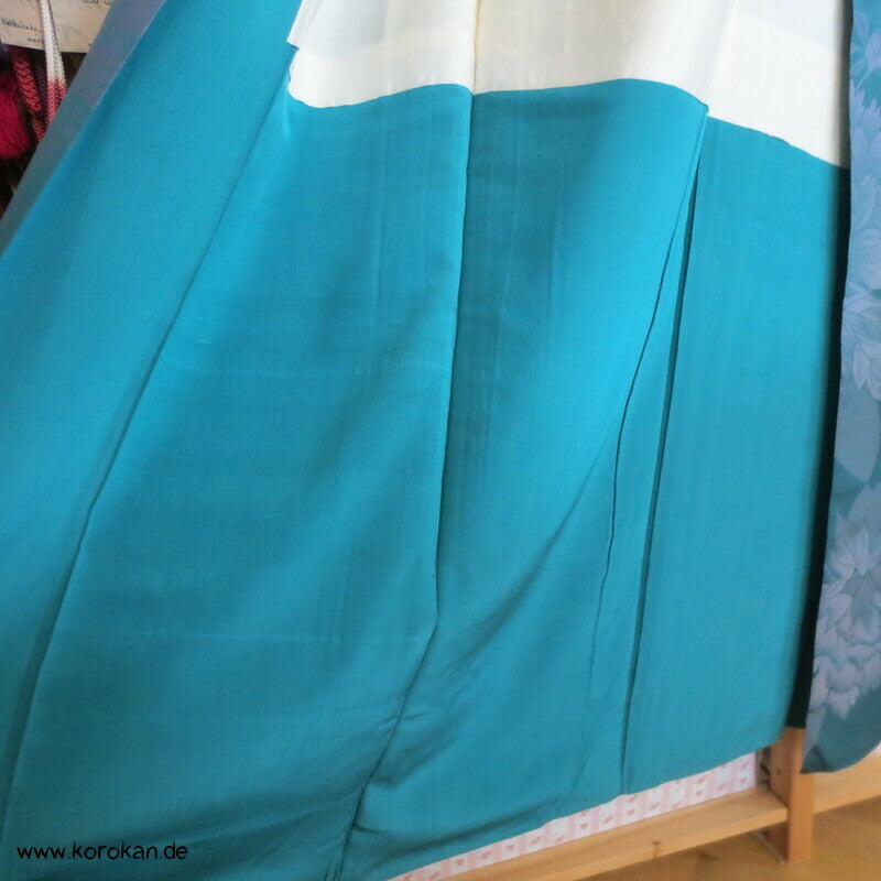 flieder Päonien auf türkis Komon Jacquard Kimono