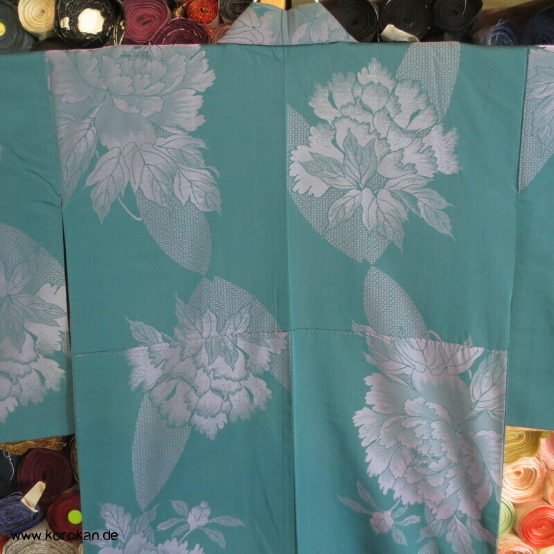 flieder Päonien auf türkis Komon Jacquard Kimono
