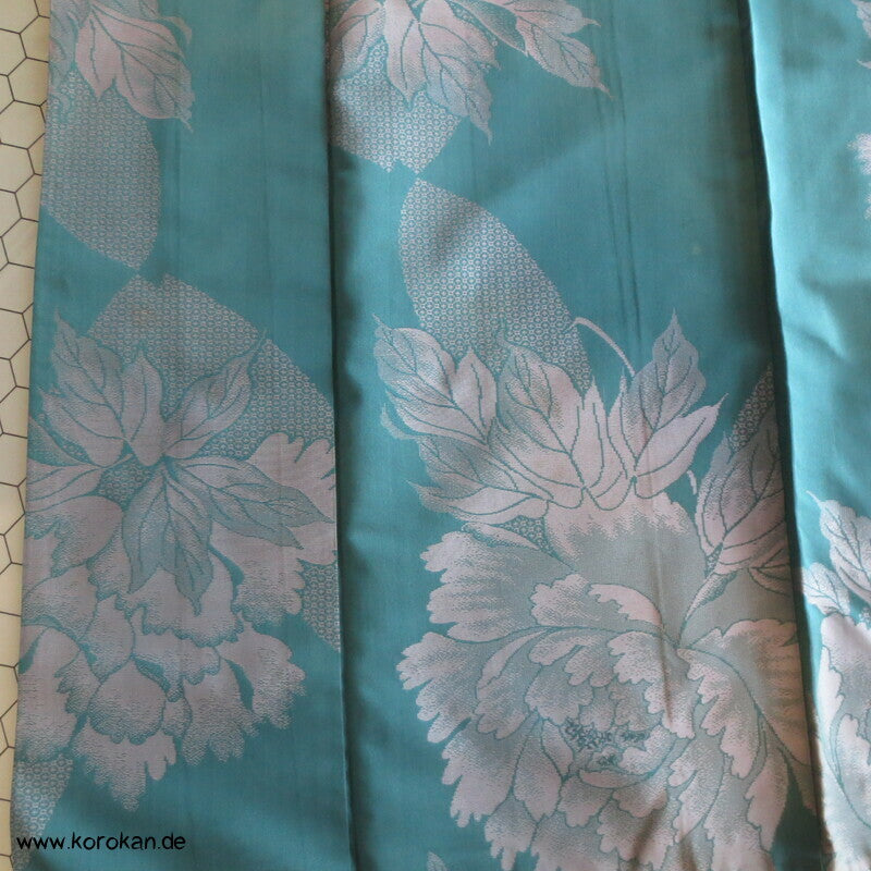 flieder Päonien auf türkis Komon Jacquard Kimono