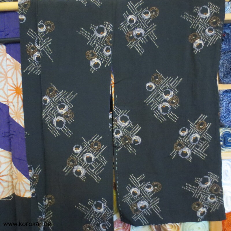 längere Haori Kimono Jacke - Japan Art Deco Muster auf Seidencrepe