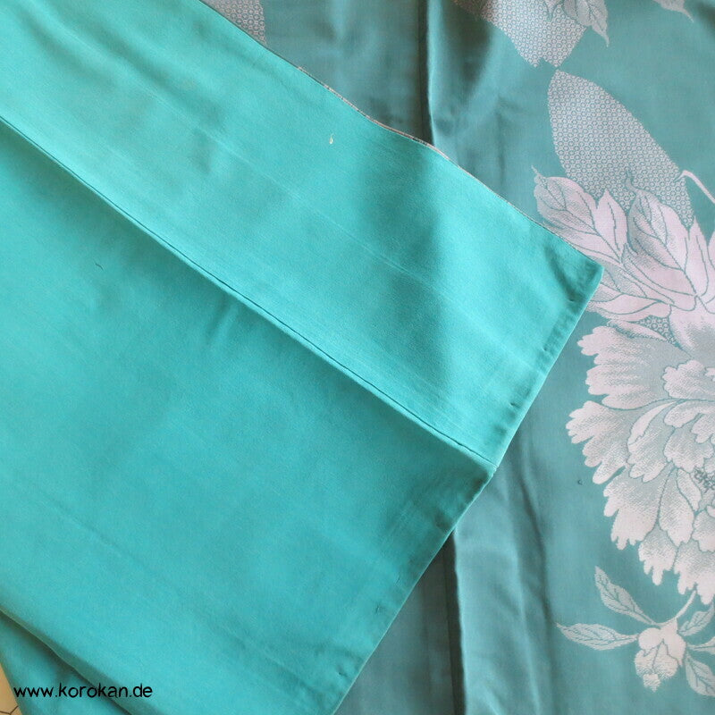 flieder Päonien auf türkis Komon Jacquard Kimono
