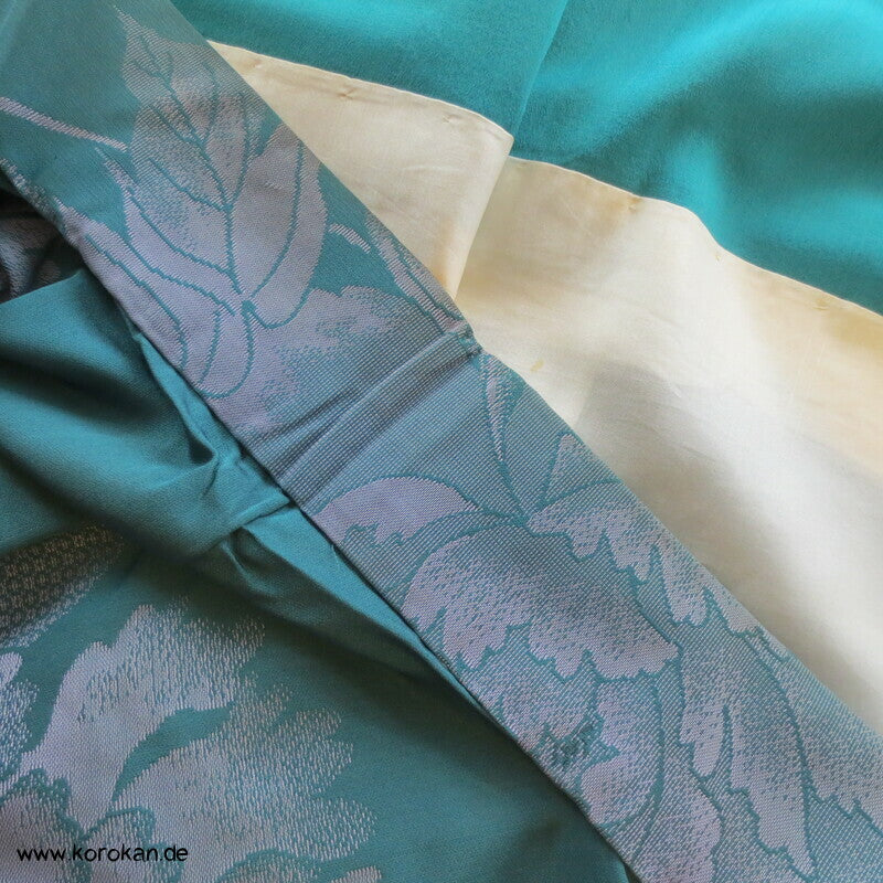 flieder Päonien auf türkis Komon Jacquard Kimono