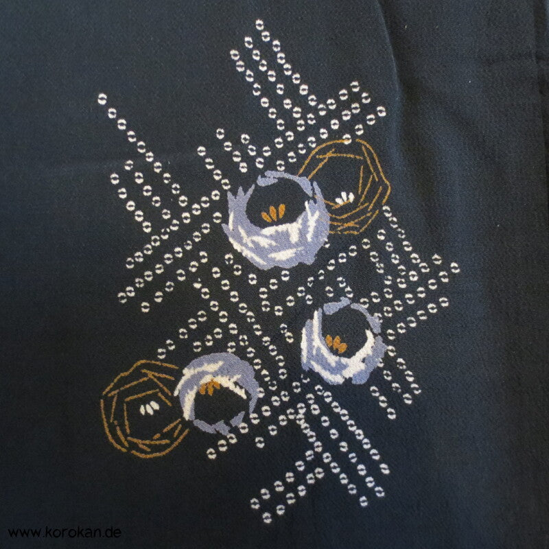 längere Haori Kimono Jacke - Japan Art Deco Muster auf Seidencrepe