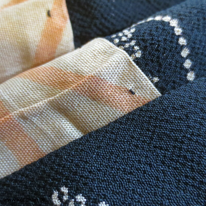 längere Haori Kimono Jacke - Japan Art Deco Muster auf Seidencrepe