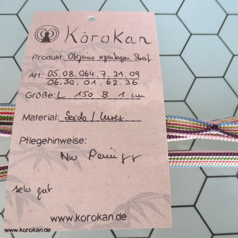 Vintage Obijime, Seide, bunte Streifen auf rosa