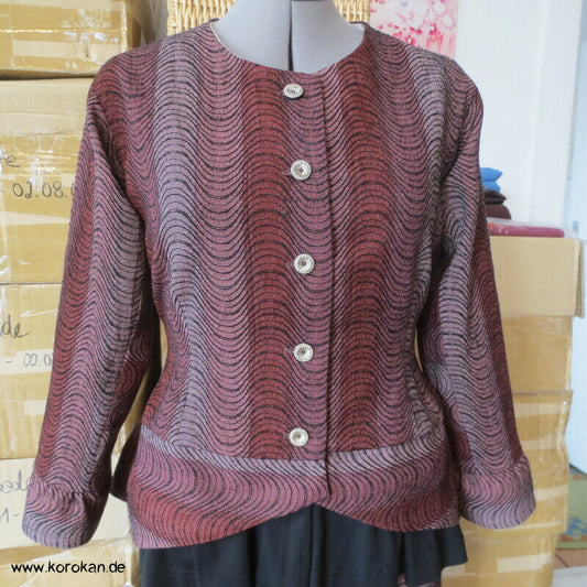 Schößchenjacke aus aufgetrenntem Kimono Wollmaterial, Gr. M, Unikat
