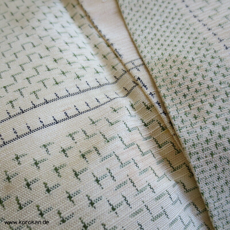 Bambus Kasuri und Druck Tsumugi Kimono