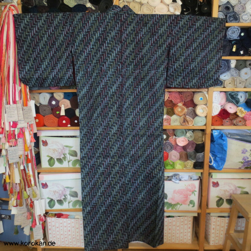 Kurume Kasuri Zacken Baumwolle Hitoe Kimono Arbeitsmantel - neu