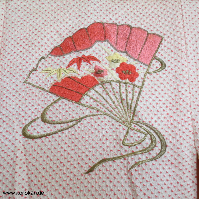 Fächer Stickereien Full Shibori Seidendamast Furisode Kimono