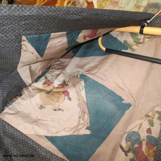 Shikishi Bildfutter Männer Haori feiner Seiden Tsumugi