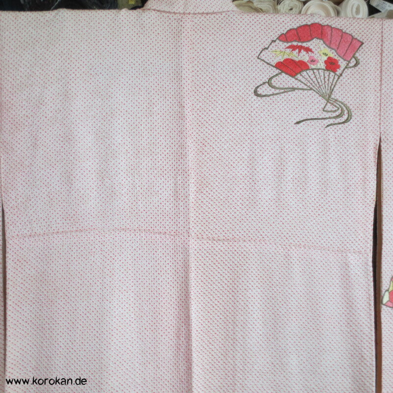 Fächer Stickereien Full Shibori Seidendamast Furisode Kimono