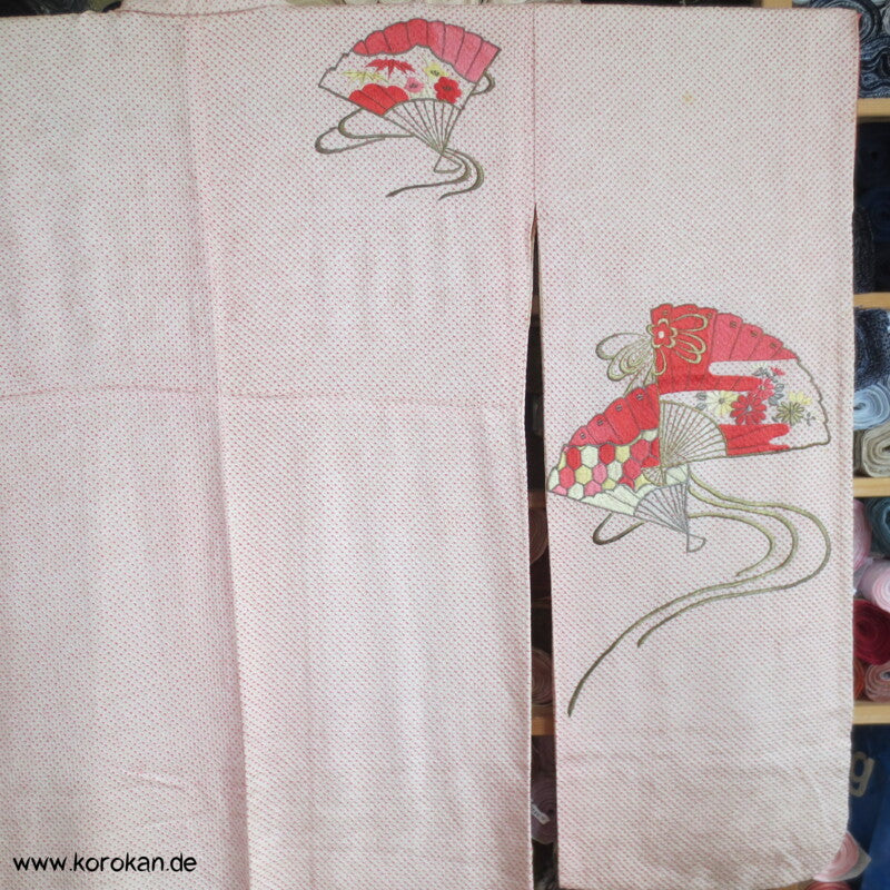 Fächer Stickereien Full Shibori Seidendamast Furisode Kimono