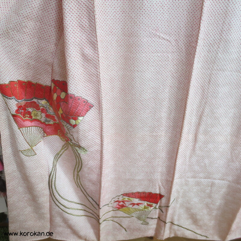 Fächer Stickereien Full Shibori Seidendamast Furisode Kimono