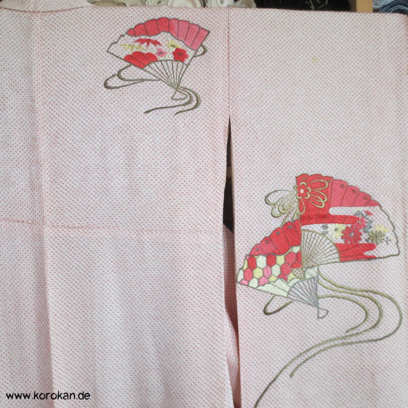 Fächer Stickereien Full Shibori Seidendamast Furisode Kimono