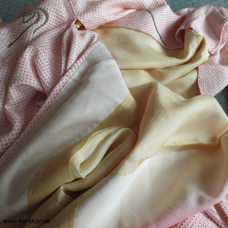 Fächer Stickereien Full Shibori Seidendamast Furisode Kimono