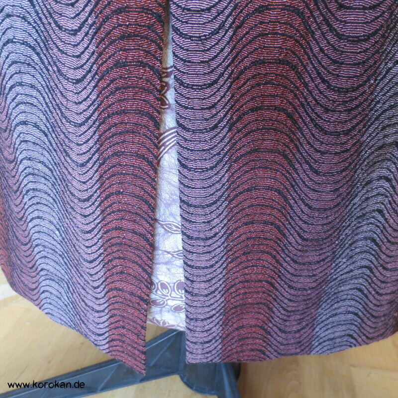 Bleistiftrock mit Diorfalte und Leistentaschen aus aufgetrenntem Kimono Wollmaterial, Gr. M, Unikat