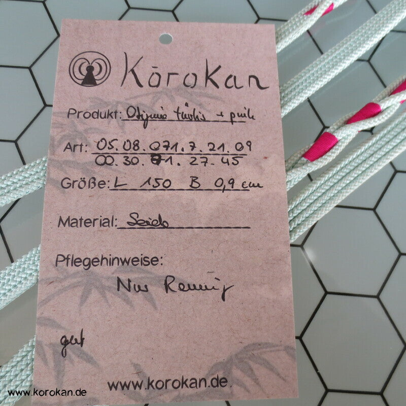 helltürkis mit pinken Wicklungen Obijime, Seide