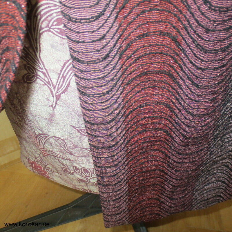 Bleistiftrock mit Diorfalte und Leistentaschen aus aufgetrenntem Kimono Wollmaterial, Gr. M, Unikat