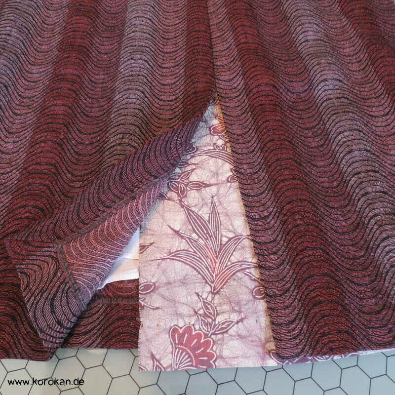 Bleistiftrock mit Diorfalte und Leistentaschen aus aufgetrenntem Kimono Wollmaterial, Gr. M, Unikat