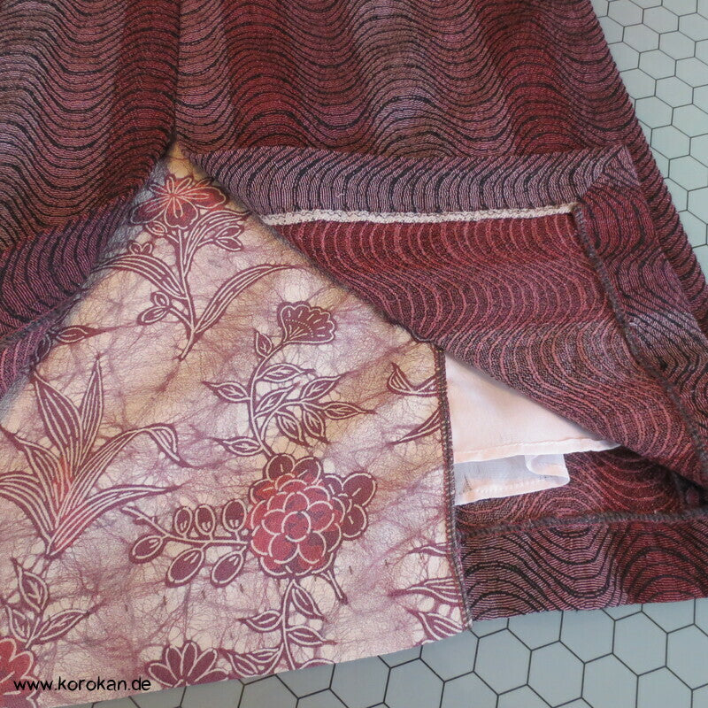 Bleistiftrock mit Diorfalte und Leistentaschen aus aufgetrenntem Kimono Wollmaterial, Gr. M, Unikat