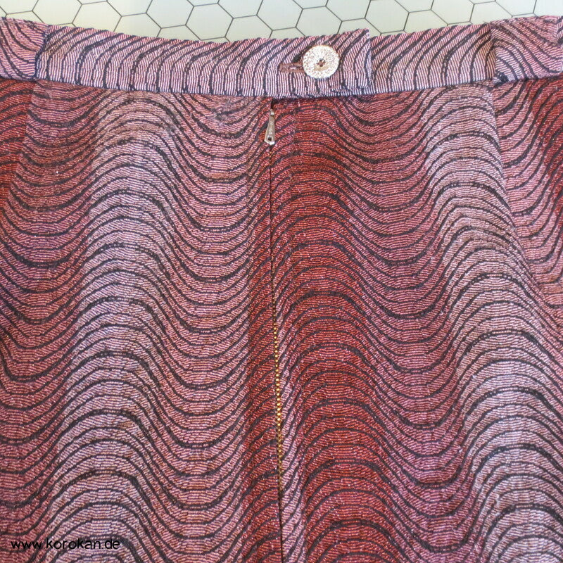 Bleistiftrock mit Diorfalte und Leistentaschen aus aufgetrenntem Kimono Wollmaterial, Gr. M, Unikat