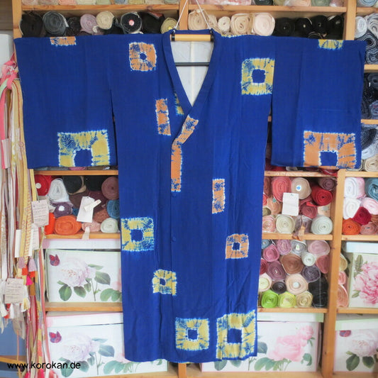 große Batik Quadrate Tsumugi Seiden Michiyuki Kimono Ausgehmantel