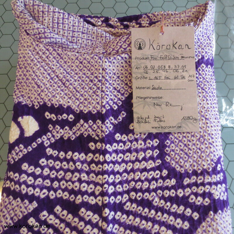 Furisode Kimono Full Shibori Seidendamast Stoffrollenmuster