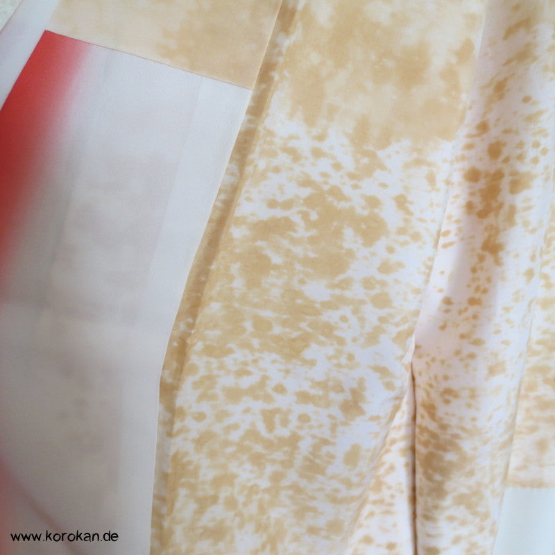 Shibori, Bambus, Wolken und Stickerei Homongi Seidendamast Kimono