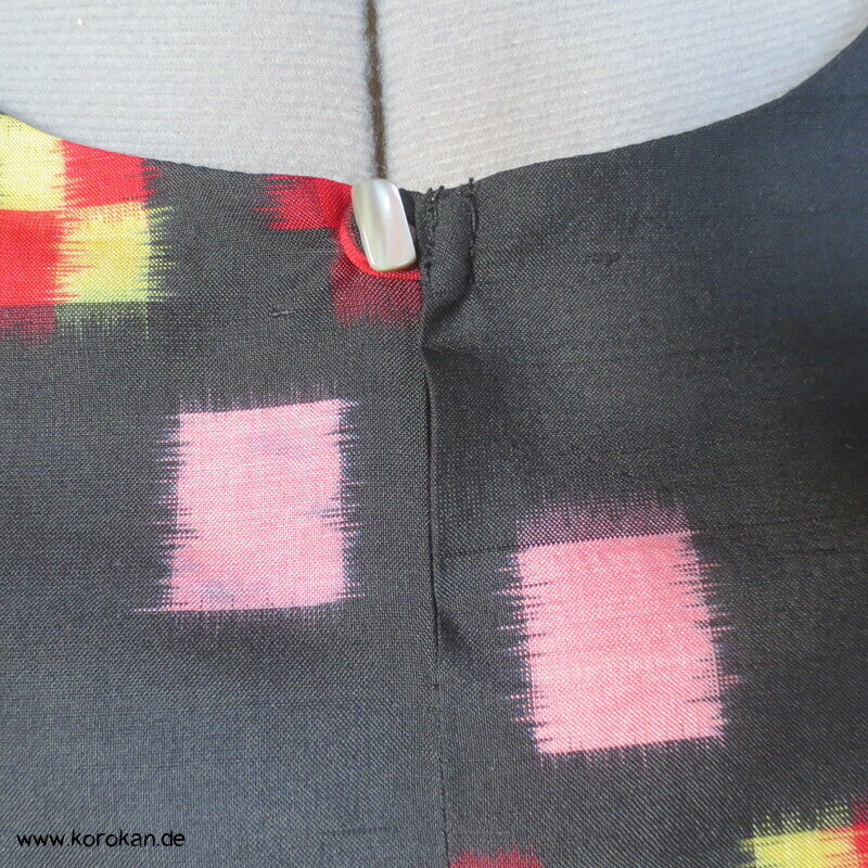 Karo Kasuri Meisen Seide Upcycling Bluse / Überwurf
