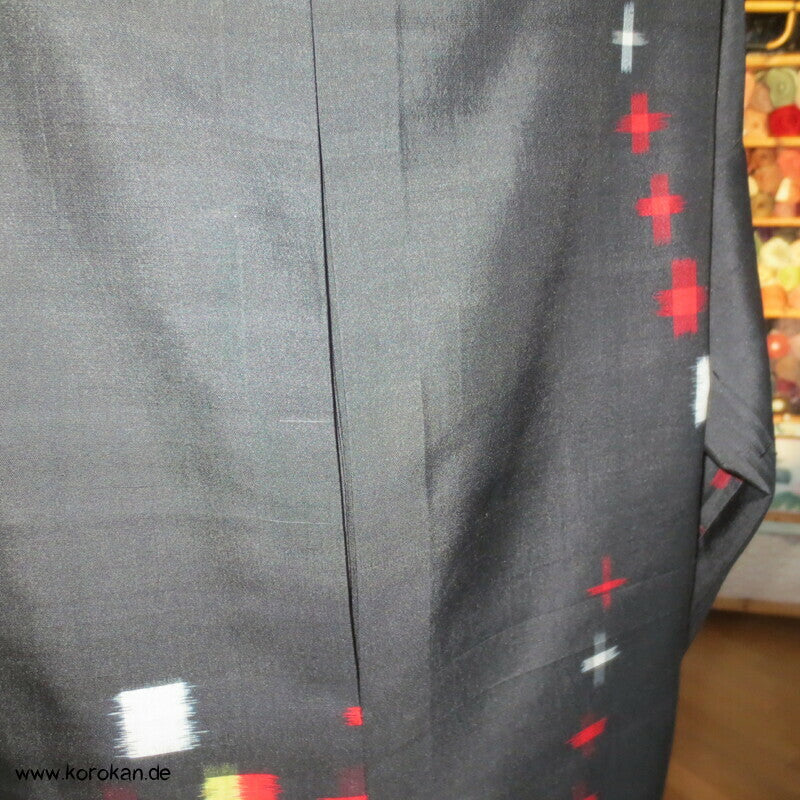 Karo Kasuri Meisen Seide Upcycling Bluse / Überwurf