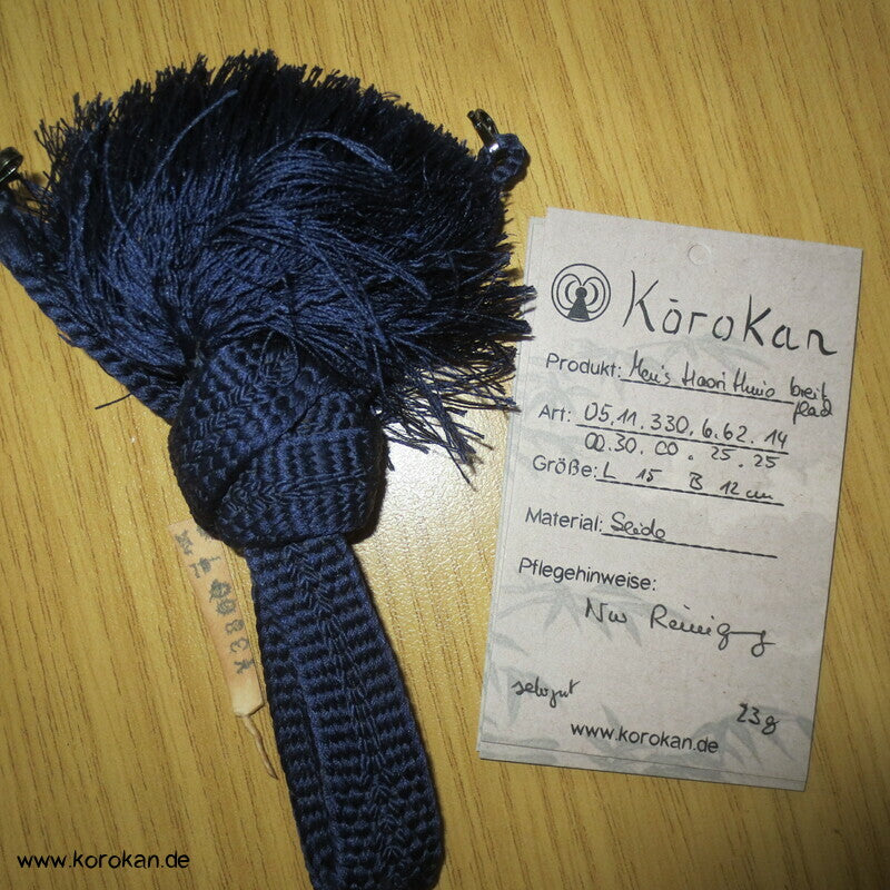 blaue Seide, flaches Band, dicke Troddel Männer Haori Himo
