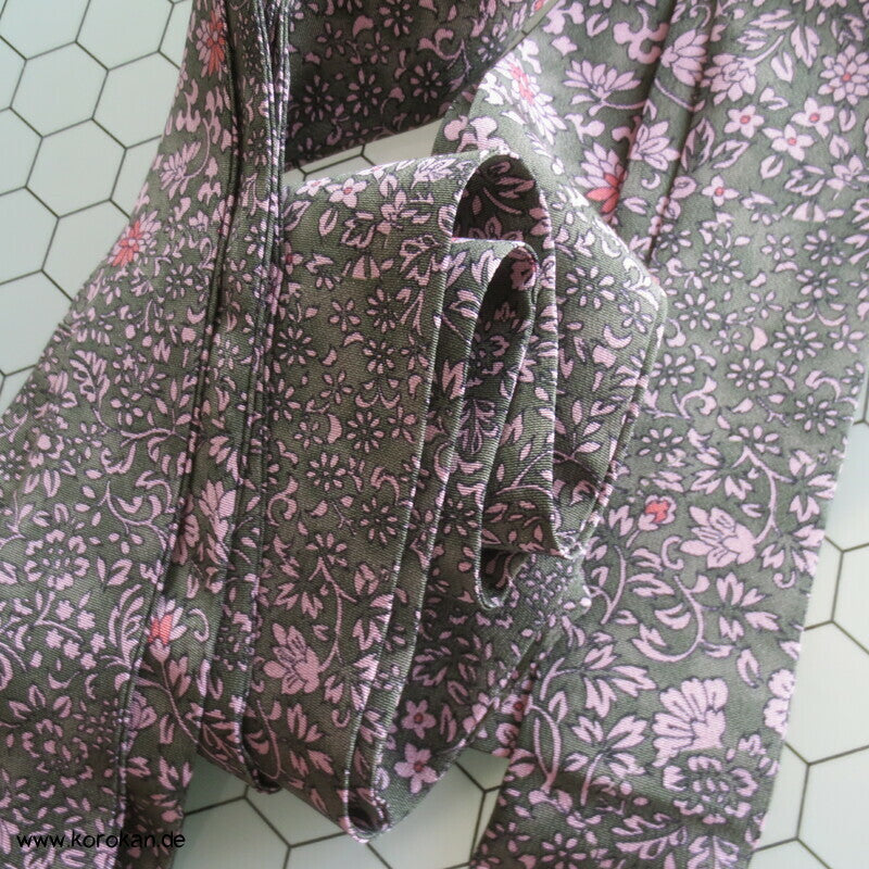 Koshihimo rosa - grüner Blumen Seidencrepe