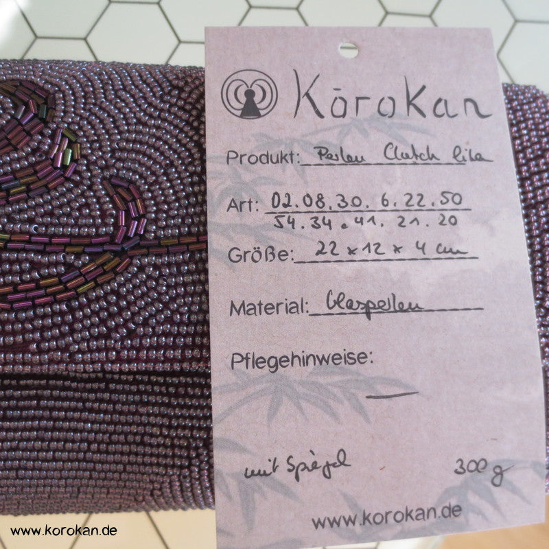 japanische lilaschillernde perlenbestickte Rangiku Clutch Abend Tasche