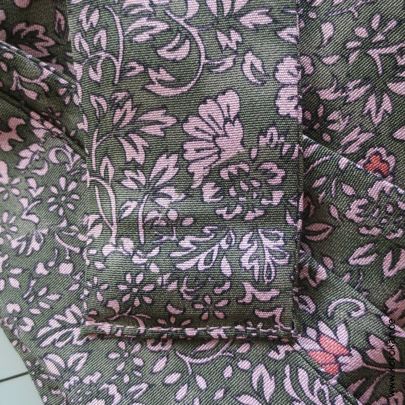 Koshihimo rosa - grüner Blumen Seidencrepe
