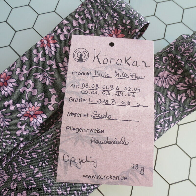 Koshihimo rosa - grüner Blumen Seidencrepe