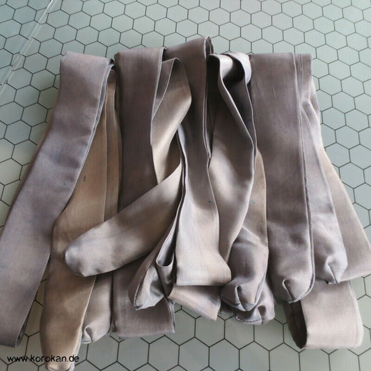 homemade Himo Kimono Bindebänder, Seidentaft blau überfärbt