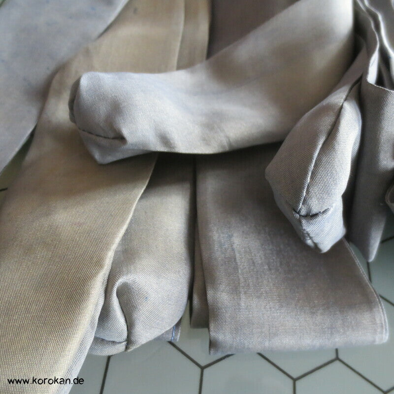 homemade Himo Kimono Bindebänder, Seidentaft blau überfärbt