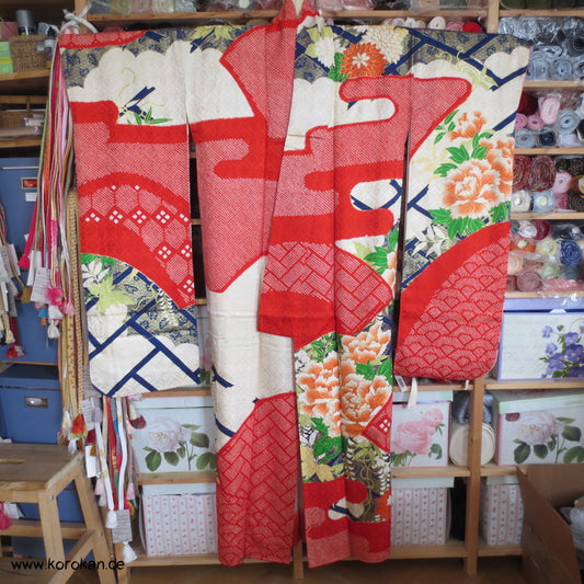 Paeonien, Shibori prächtige Golddruck - und stickerei, Furisode