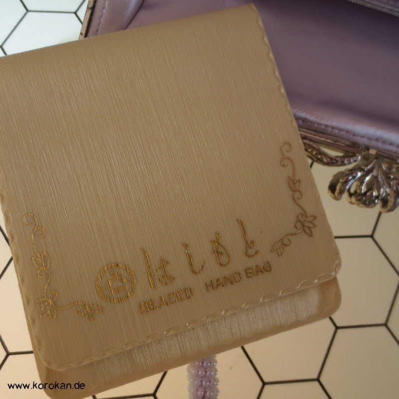 japanische lilaschillernde Higaki perlenbestickte Abend Handtasche